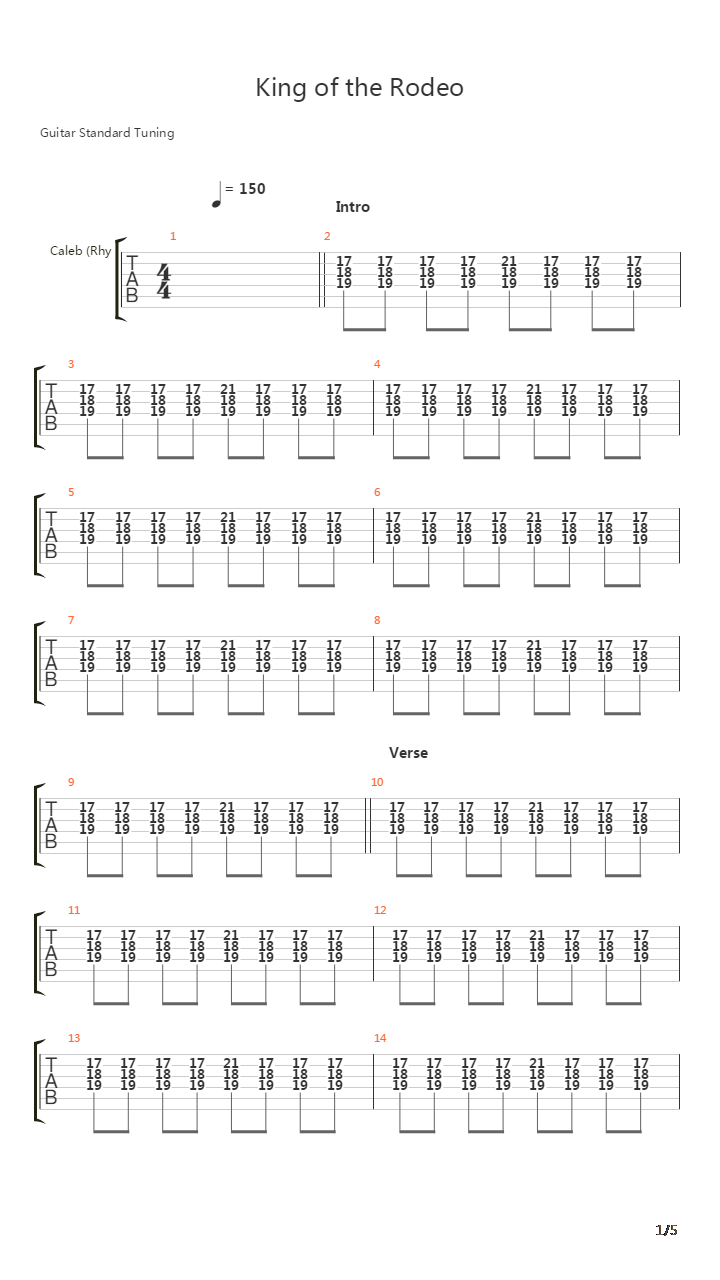 King Of The Rodeo吉他谱