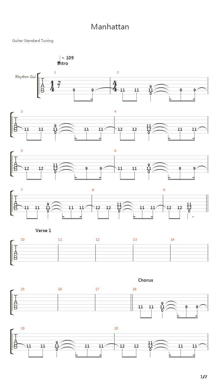 Manhattan吉他谱