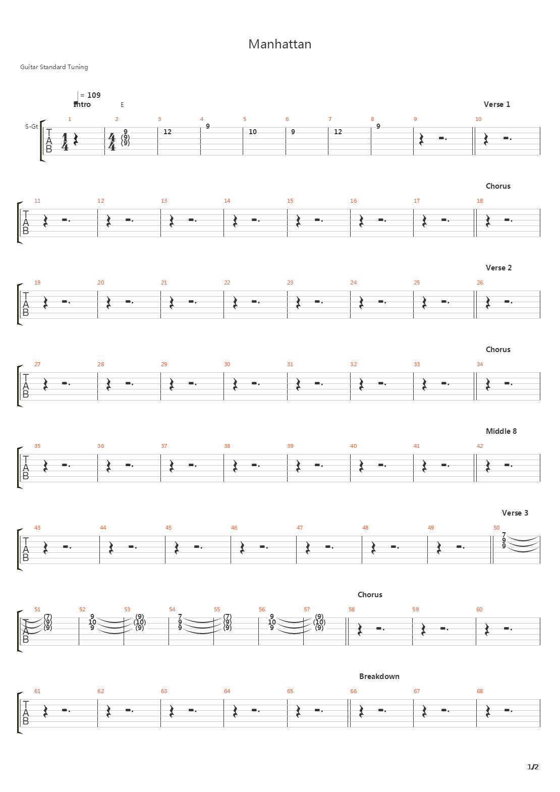 Manhattan吉他谱