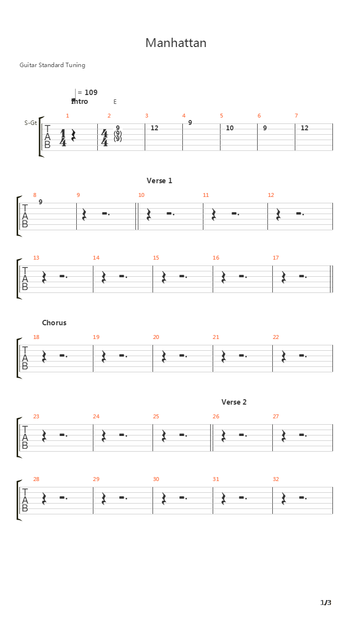 Manhattan吉他谱