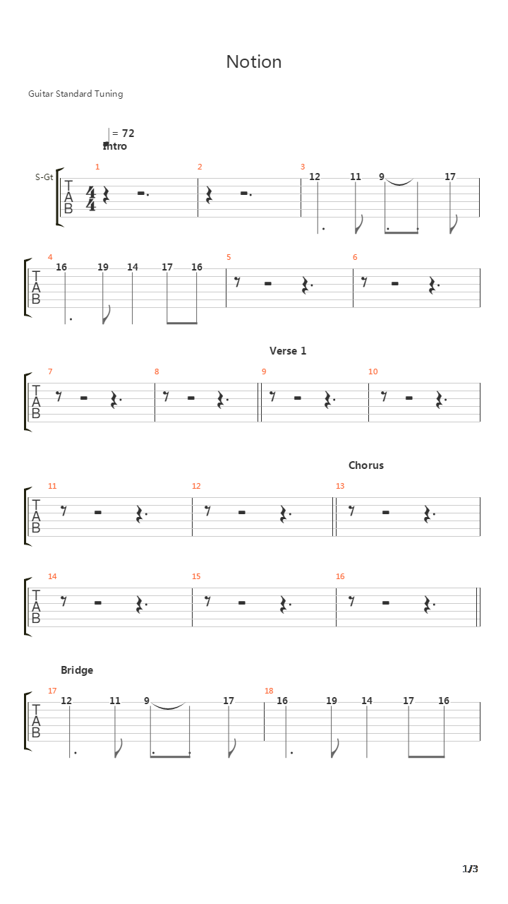 Notion吉他谱