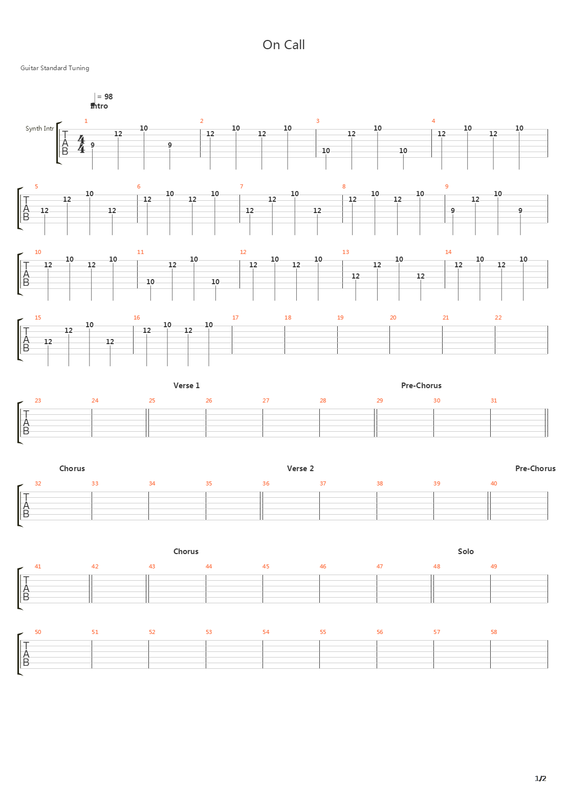 On Call吉他谱
