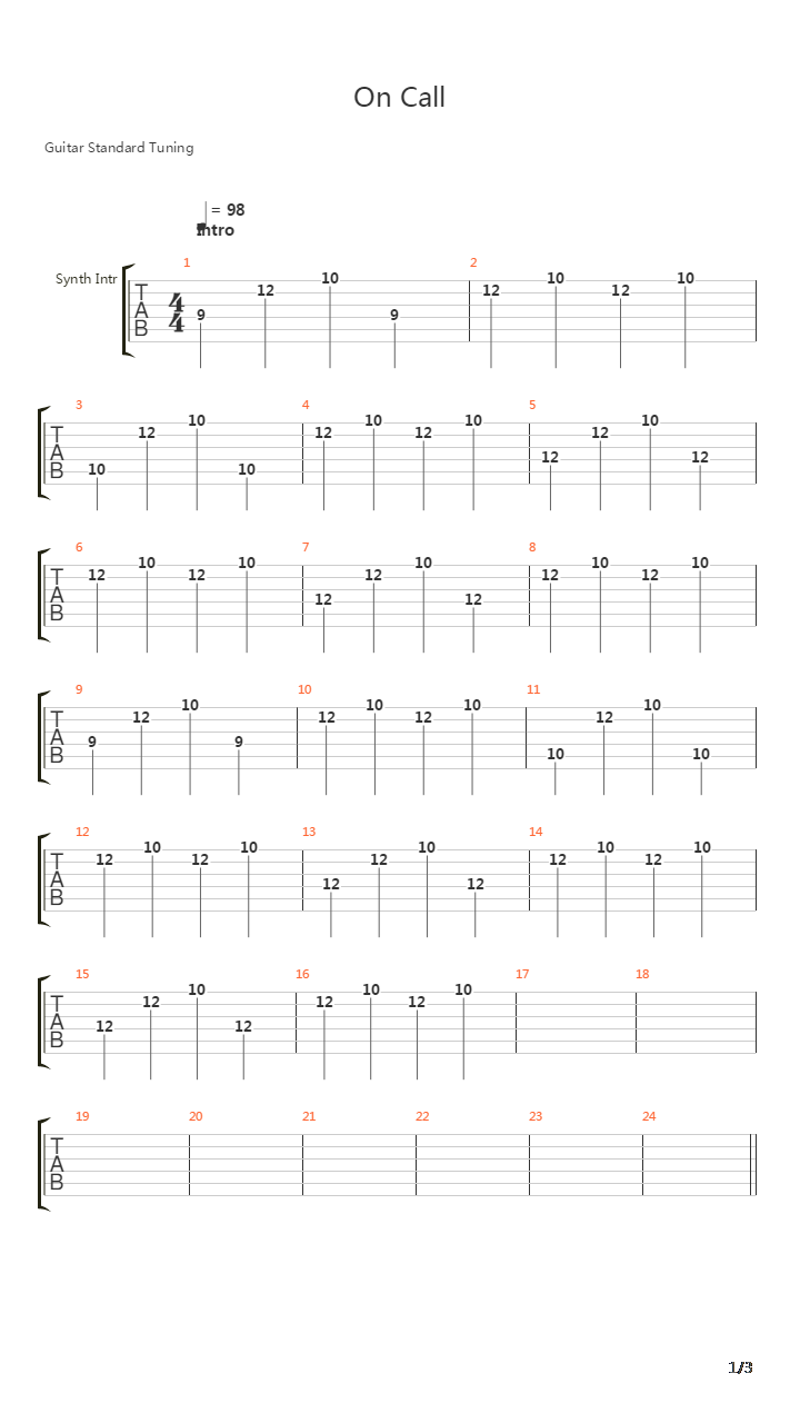 On Call吉他谱