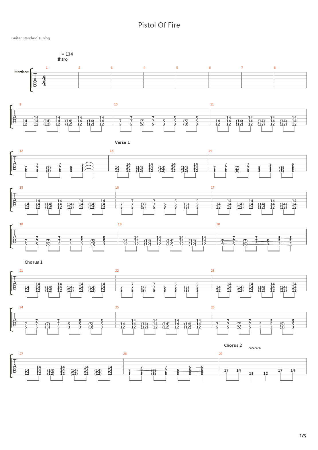 Pistol Of Fire吉他谱