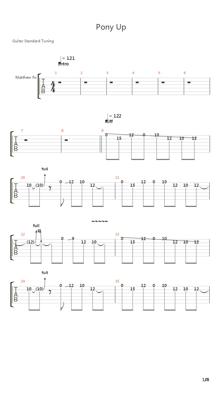 Pony Up吉他谱