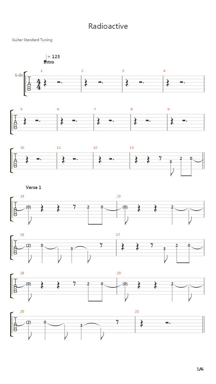 Radioactive吉他谱