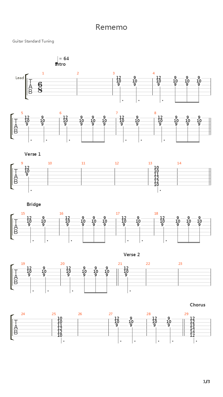 Rememo吉他谱