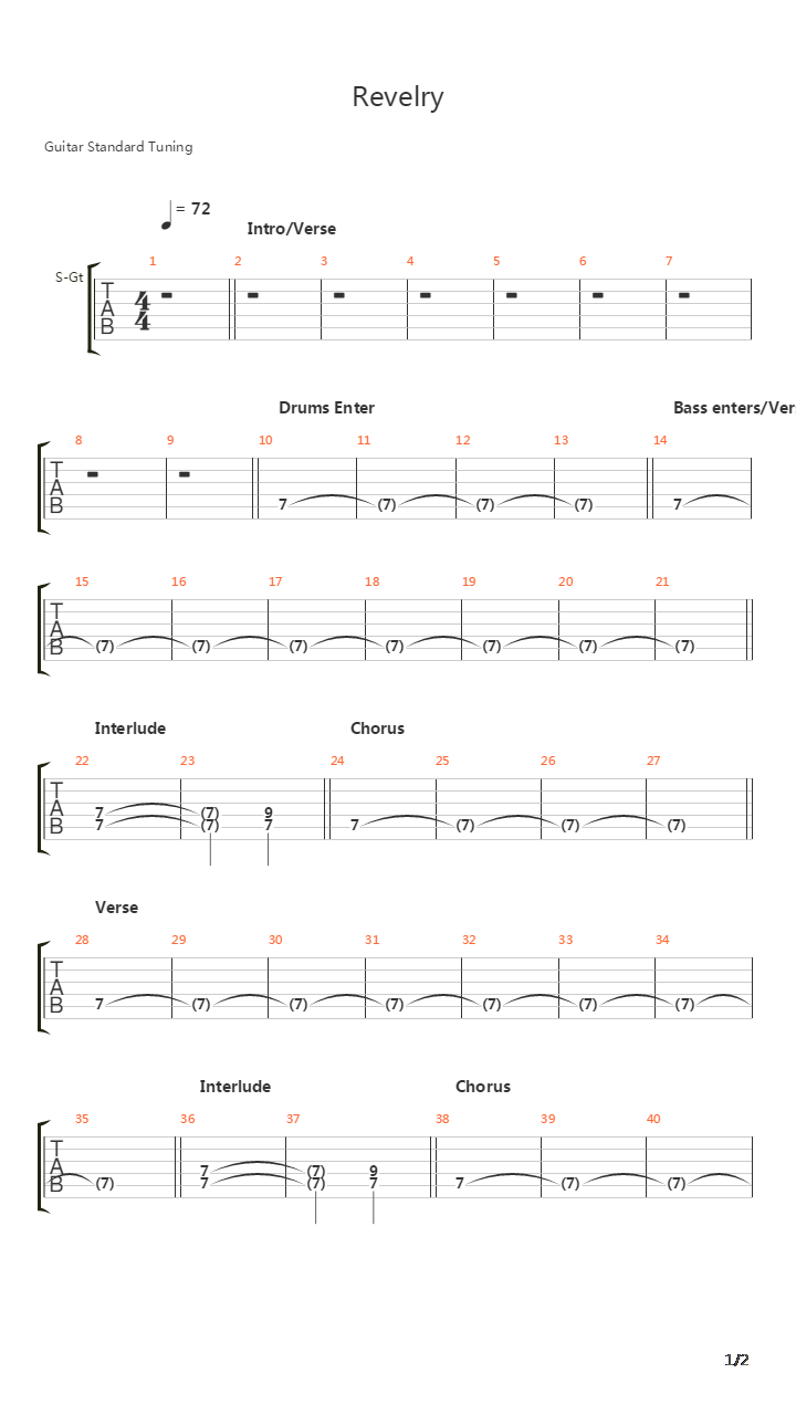 Revelry吉他谱