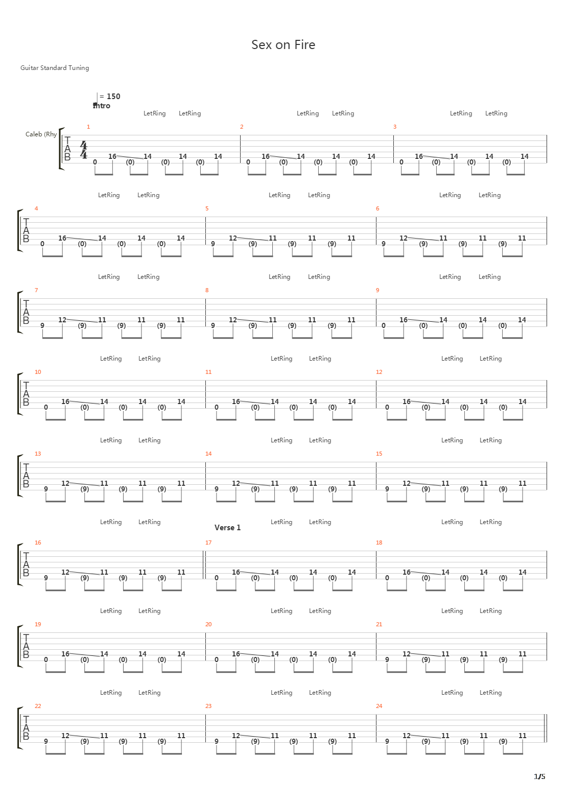 Sex On Fire吉他谱
