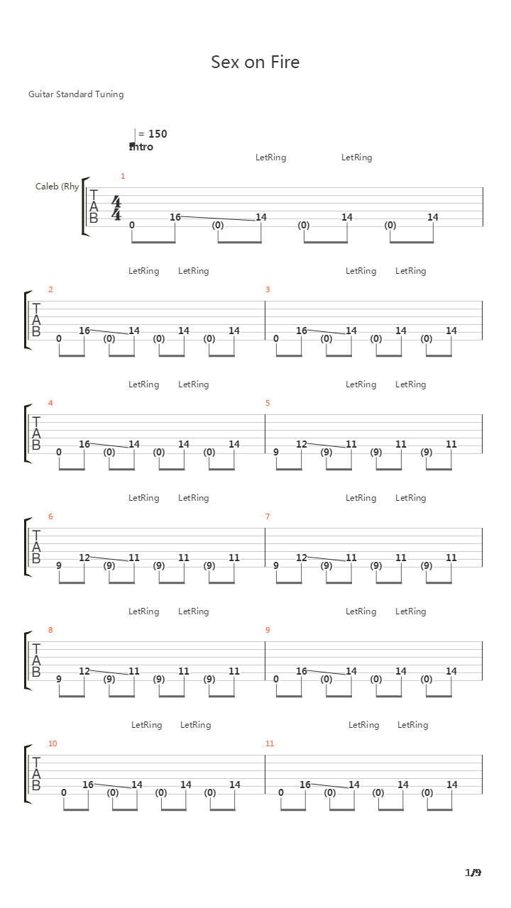 Sex On Fire吉他谱