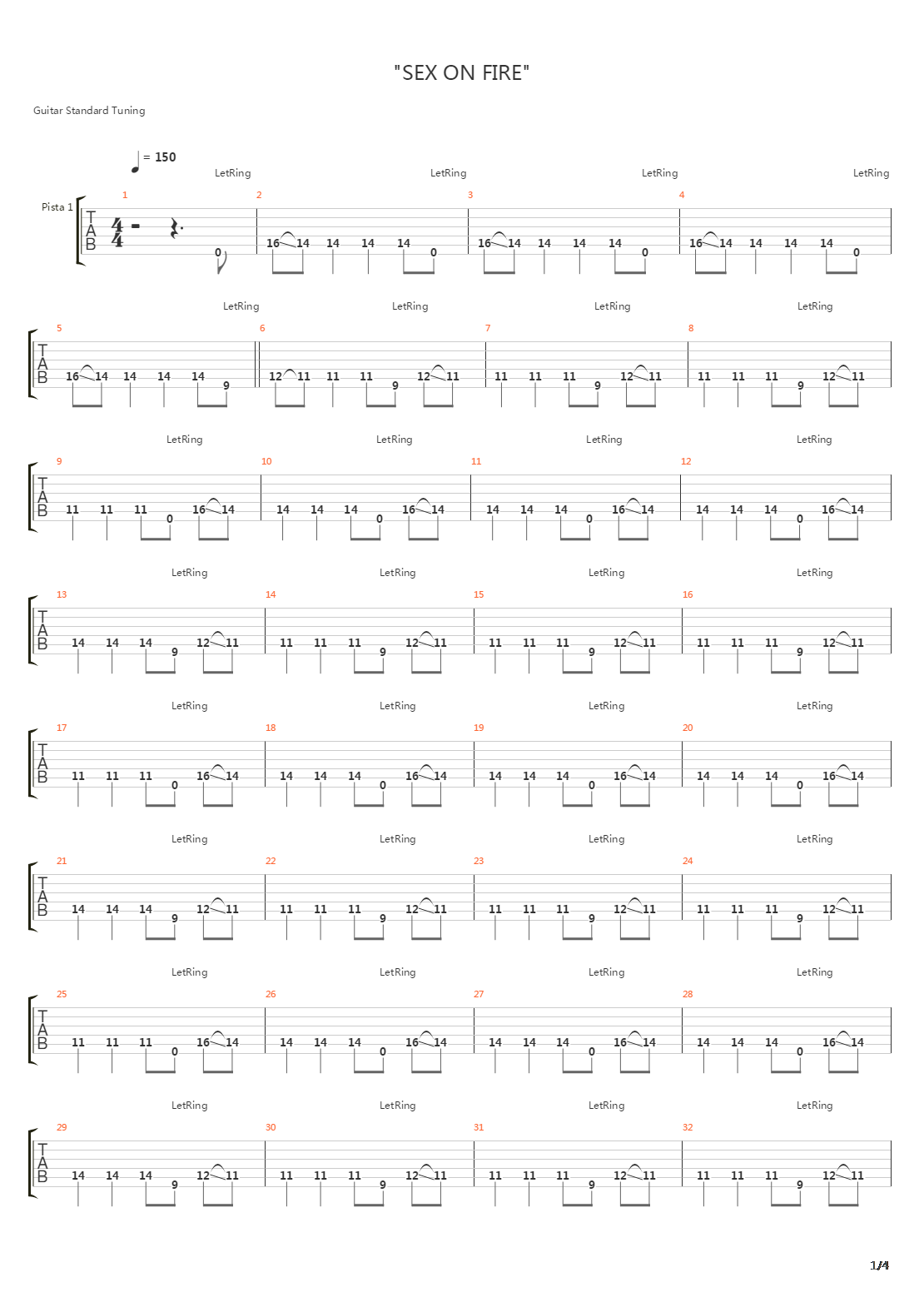 Sex On Fire吉他谱