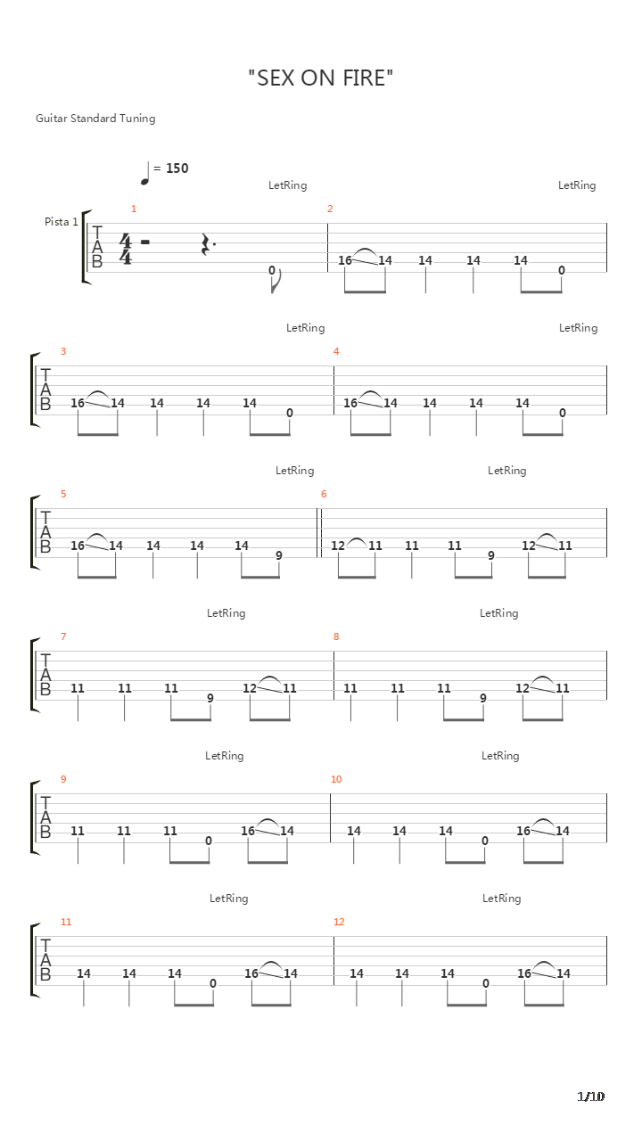 Sex On Fire吉他谱