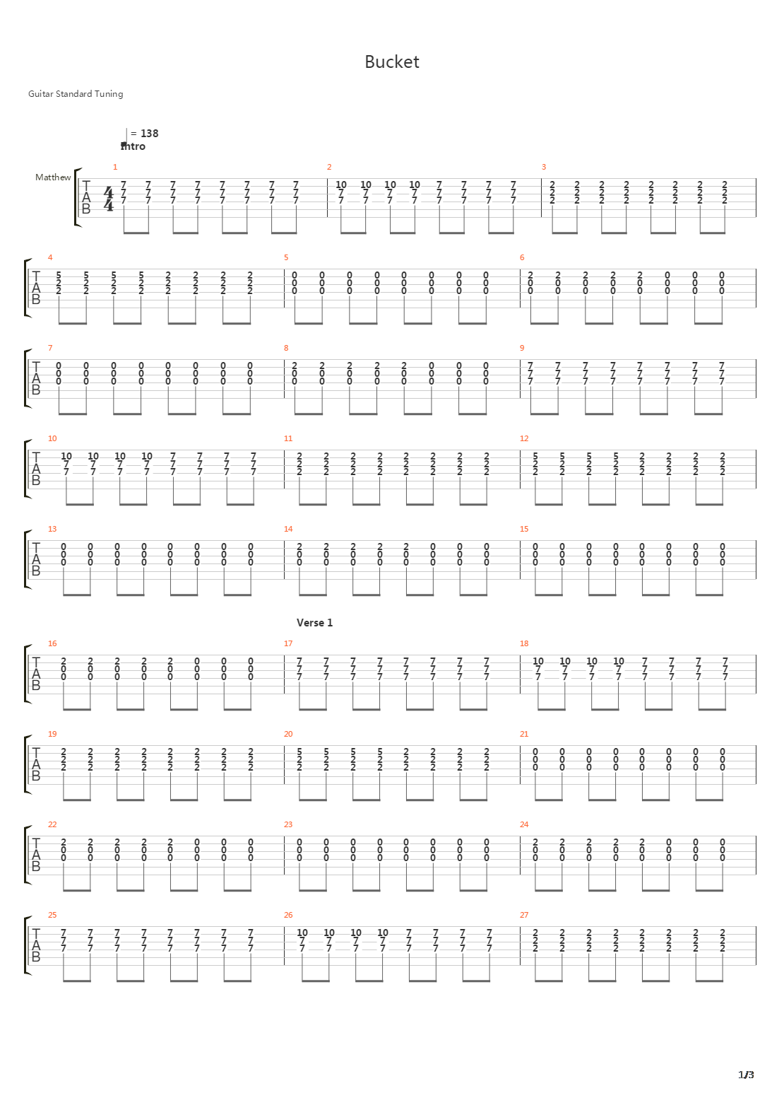 The Bucket吉他谱