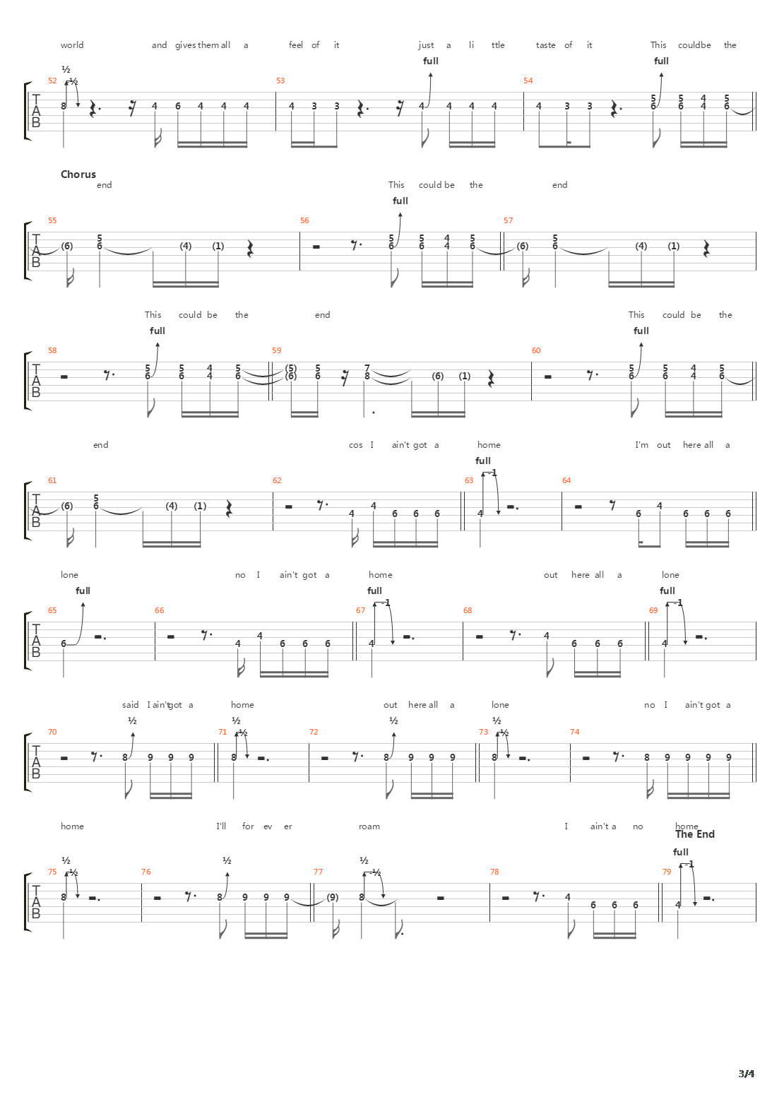 The End吉他谱