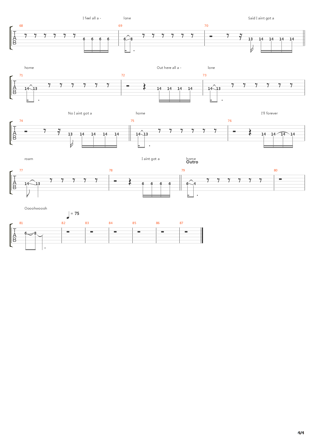 The End吉他谱