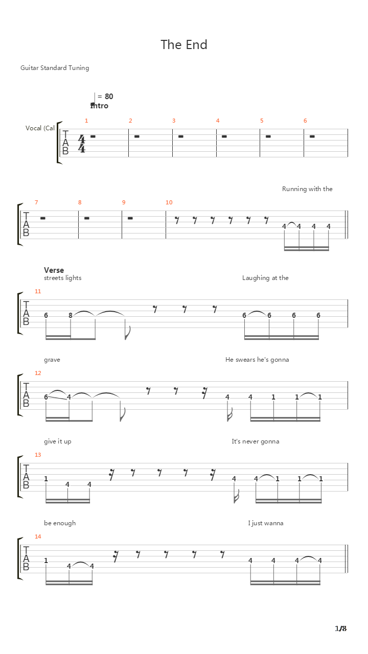 The End吉他谱