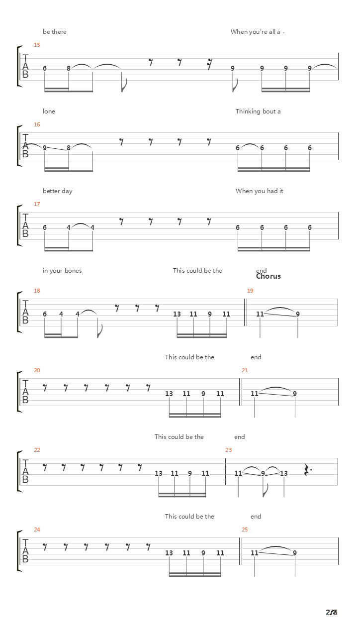 The End吉他谱