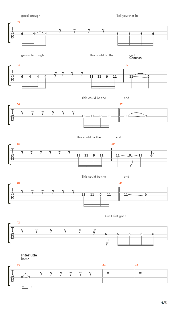 The End吉他谱