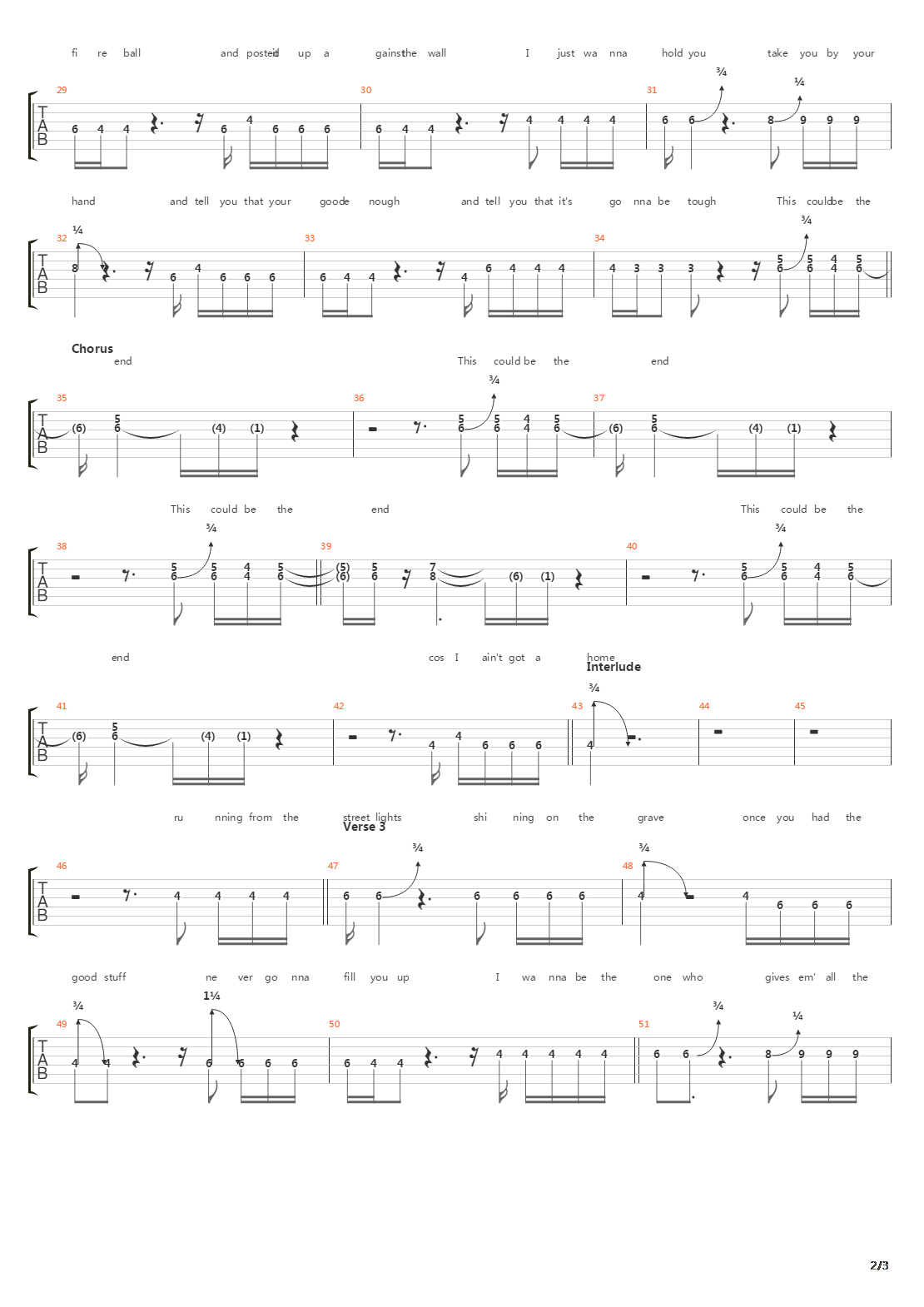 The End吉他谱