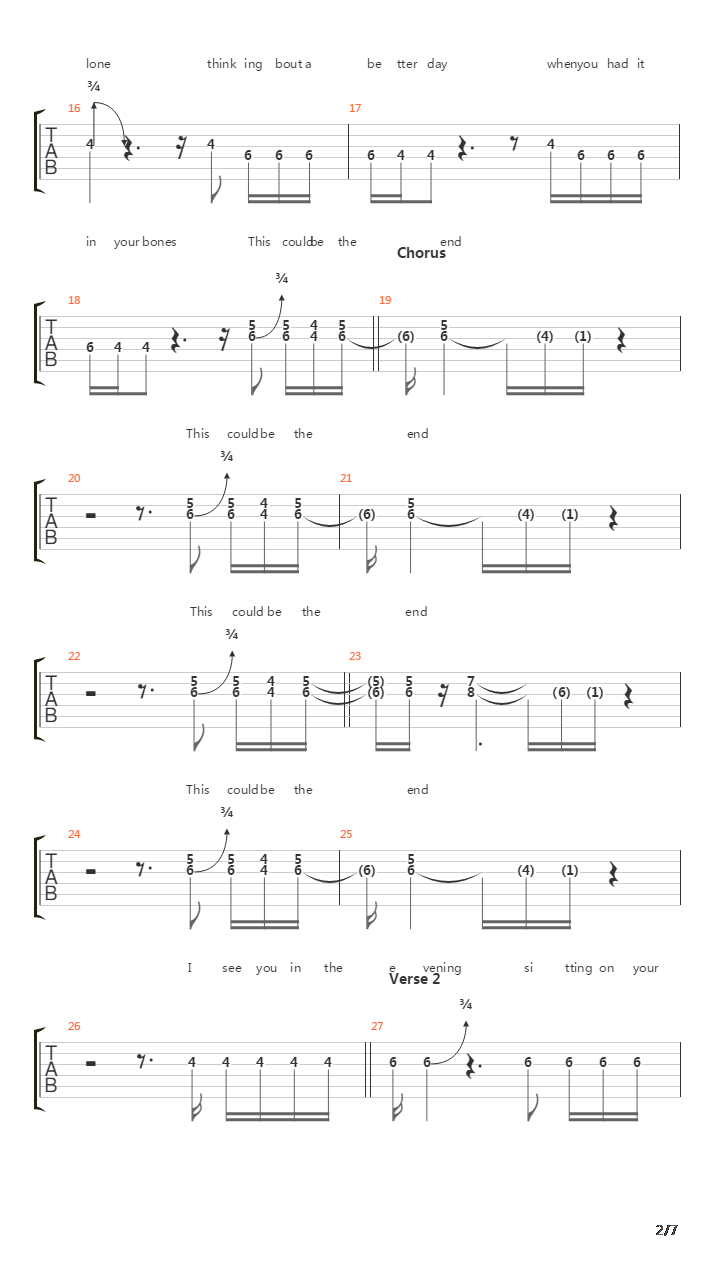 The End吉他谱