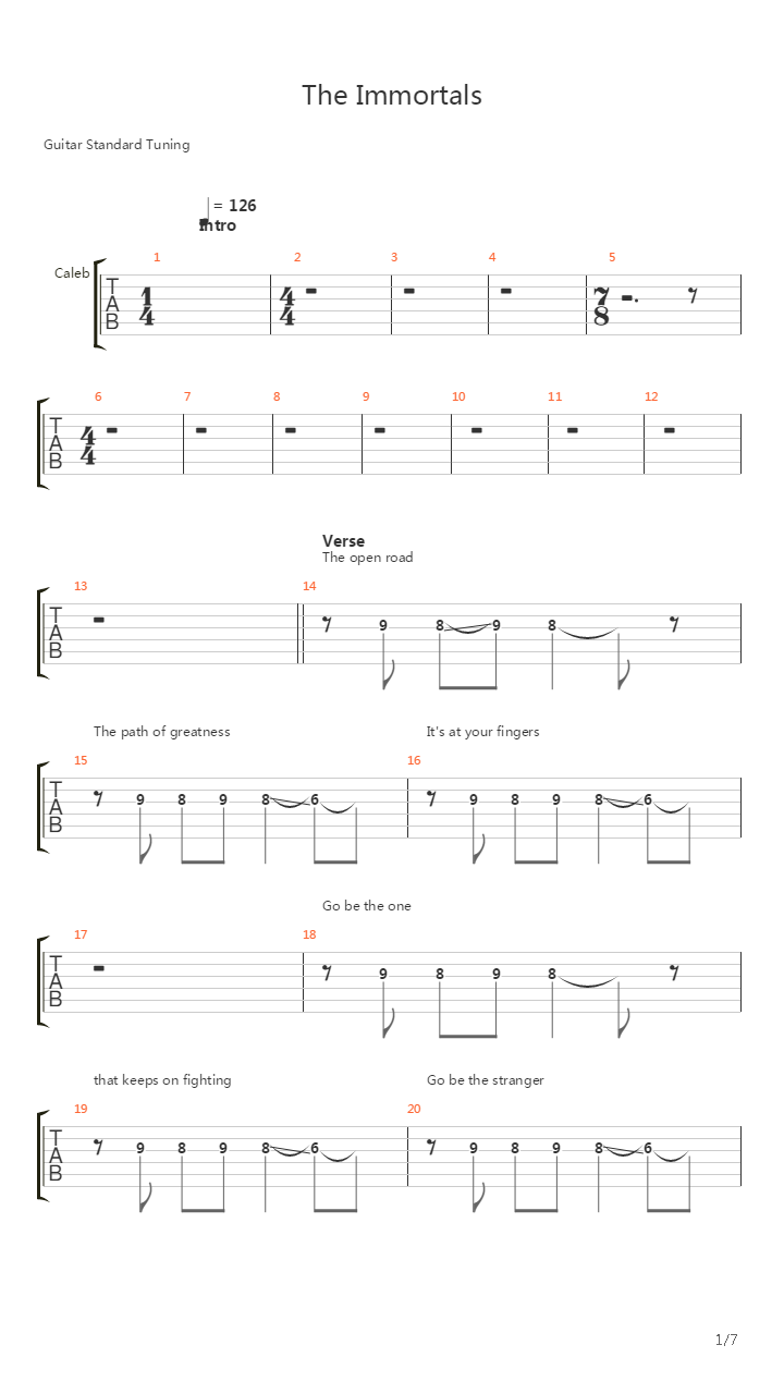 The Immortals吉他谱