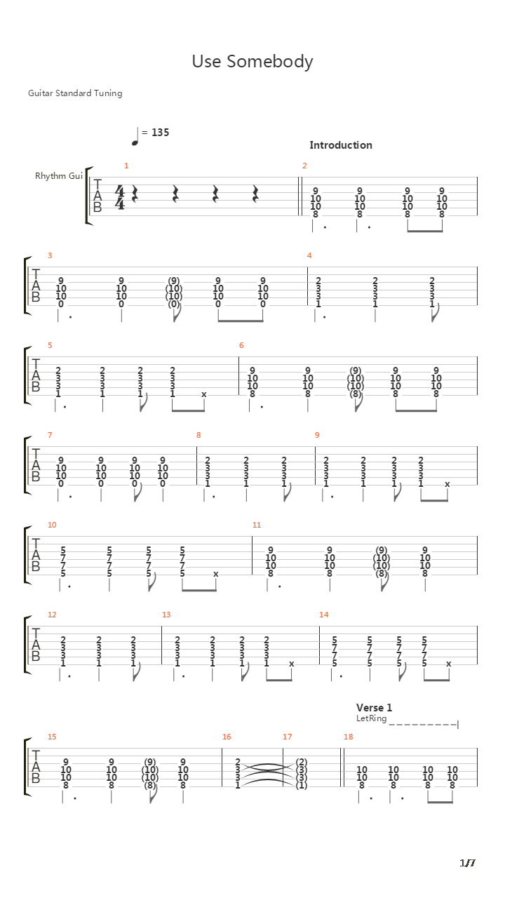 Use Somebody吉他谱