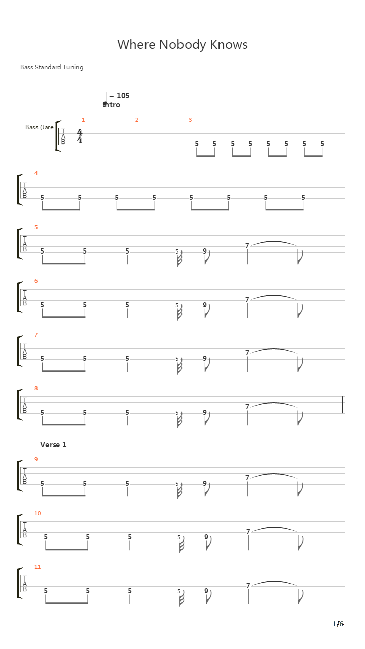 Where Nobody Knows吉他谱