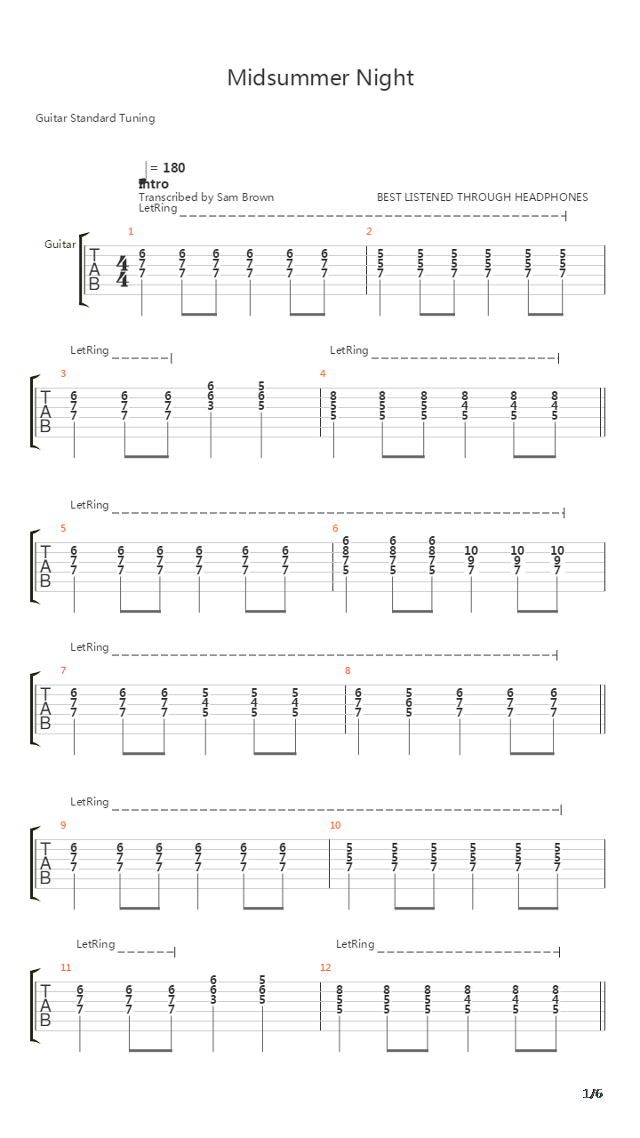 Midsummer Night吉他谱