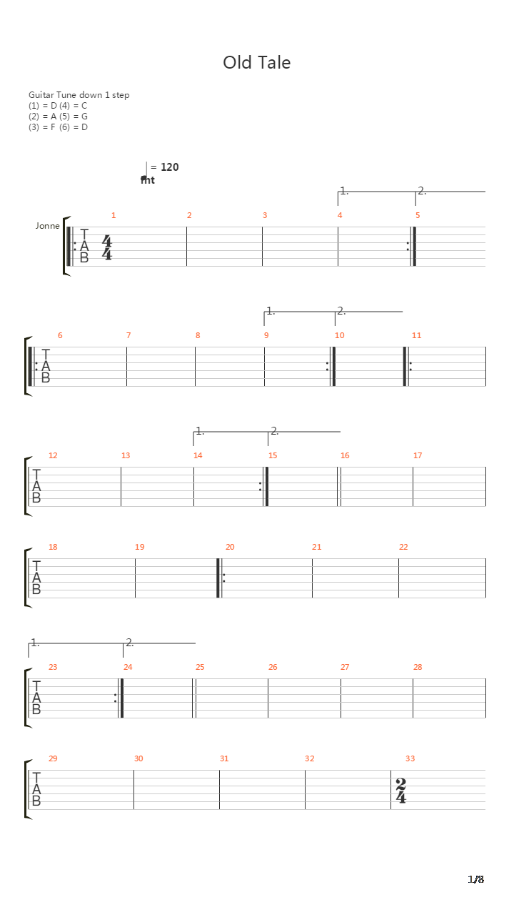 Old Tale吉他谱
