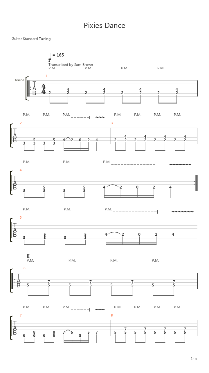 Pixies Dance吉他谱