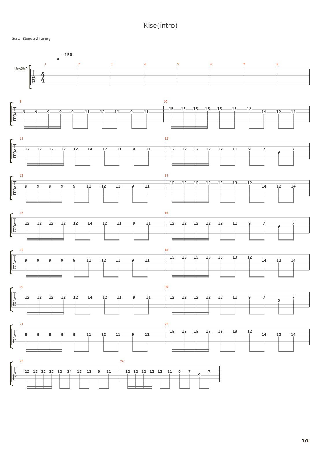 Rise吉他谱