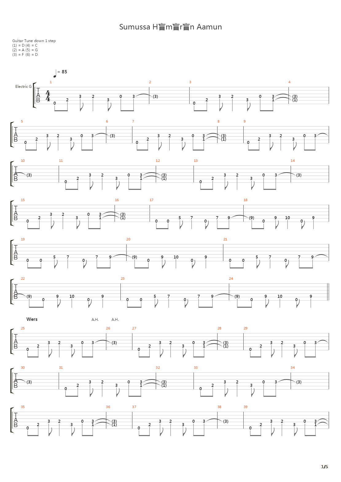 Sumussa Hmrn Aamun吉他谱