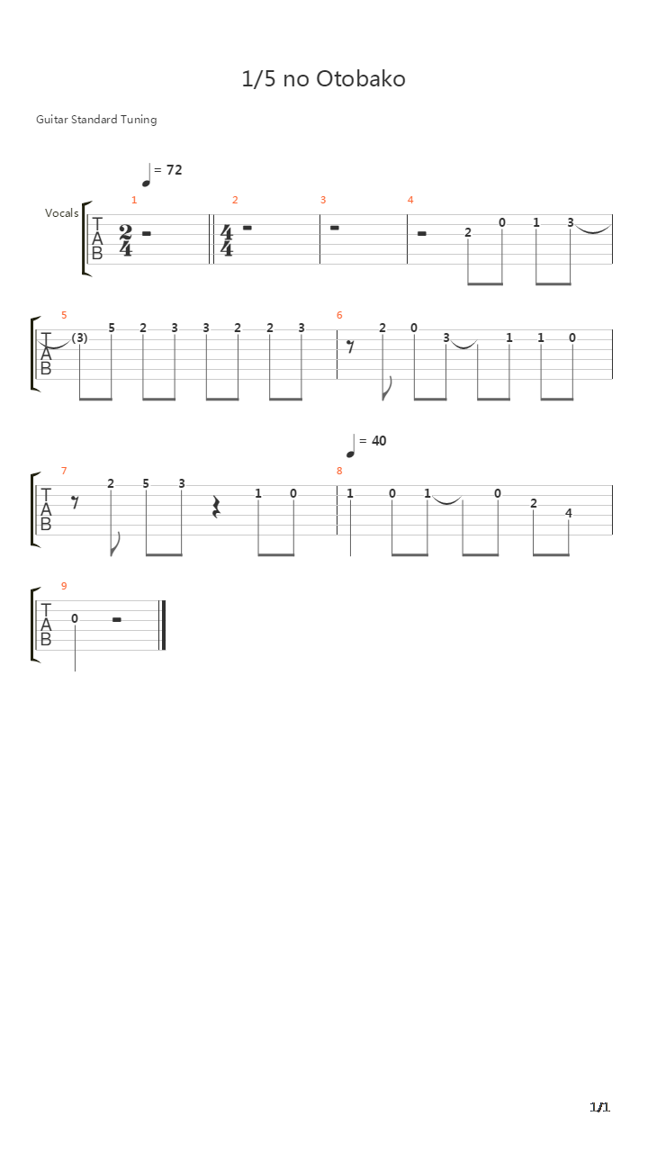 1／5の音箱吉他谱