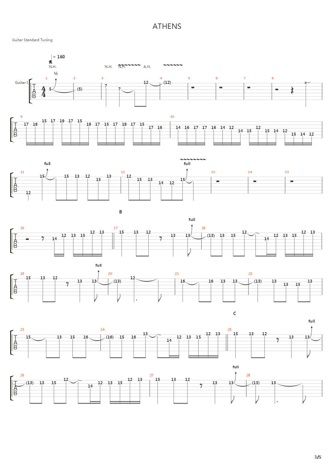 Athens吉他谱