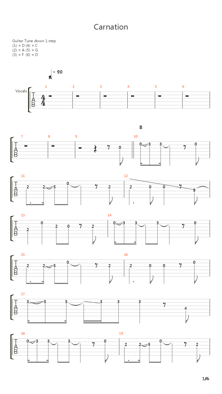 Carnation吉他谱
