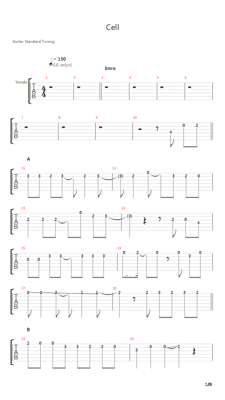 Cell吉他谱