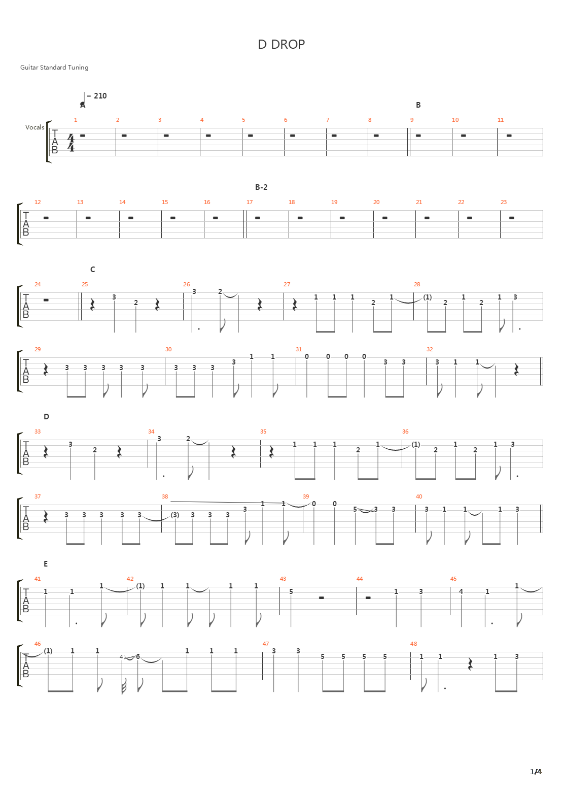 D Drop吉他谱