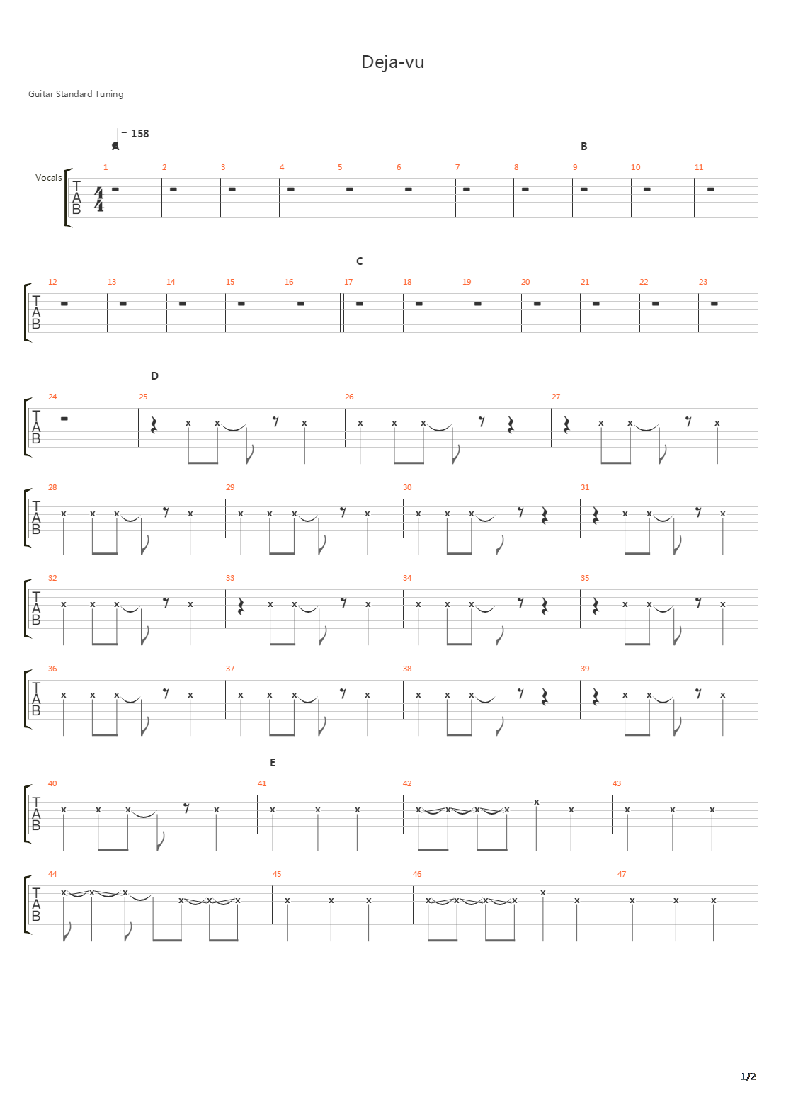 Deja-vu吉他谱