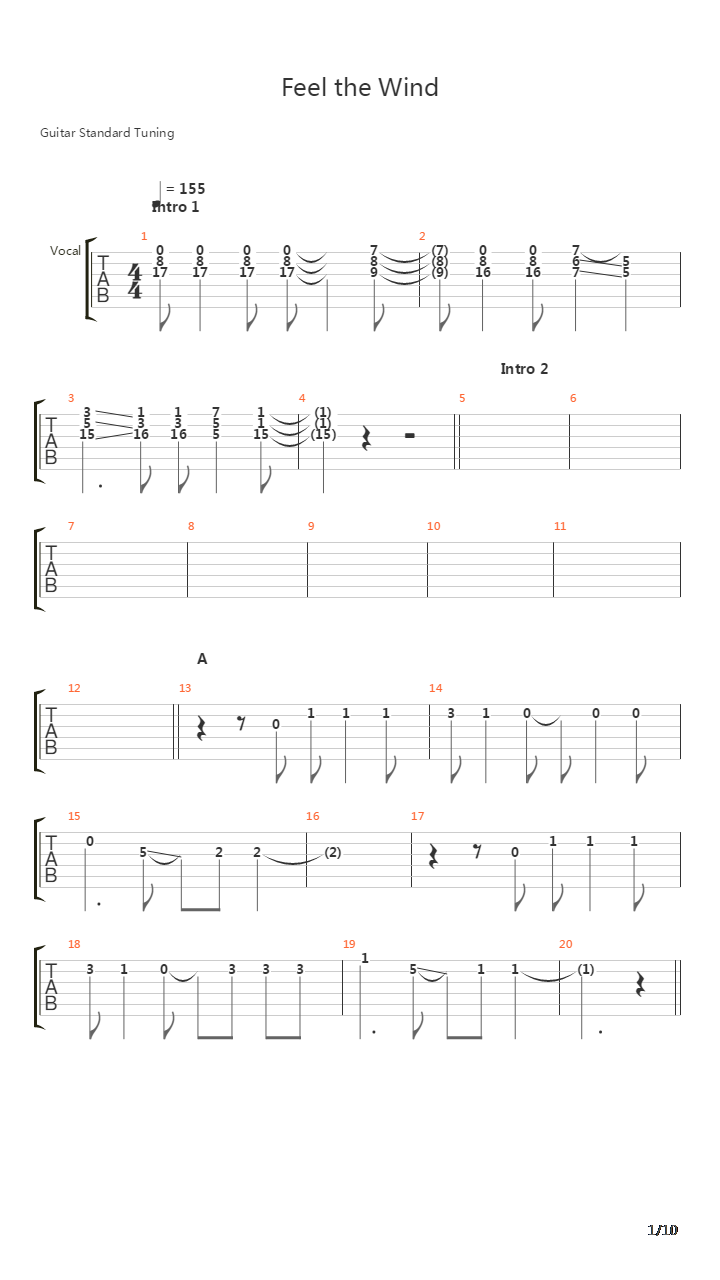 Feel The Wind吉他谱