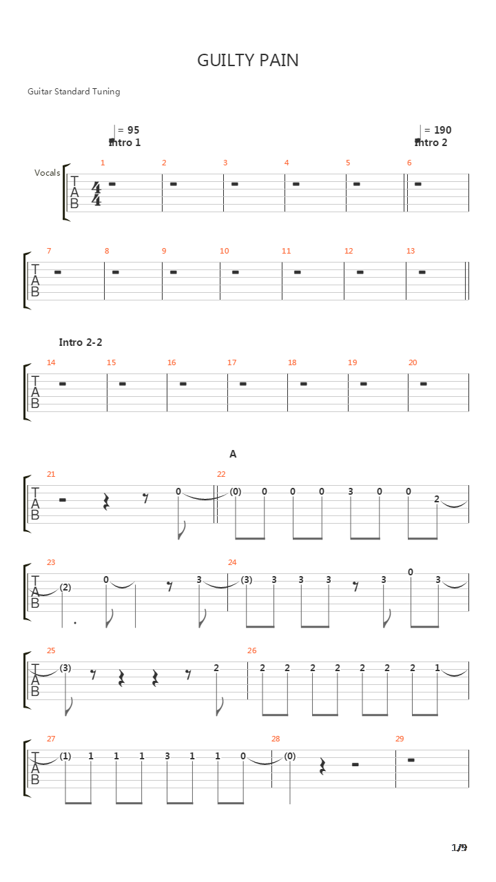 Guilty Pain吉他谱