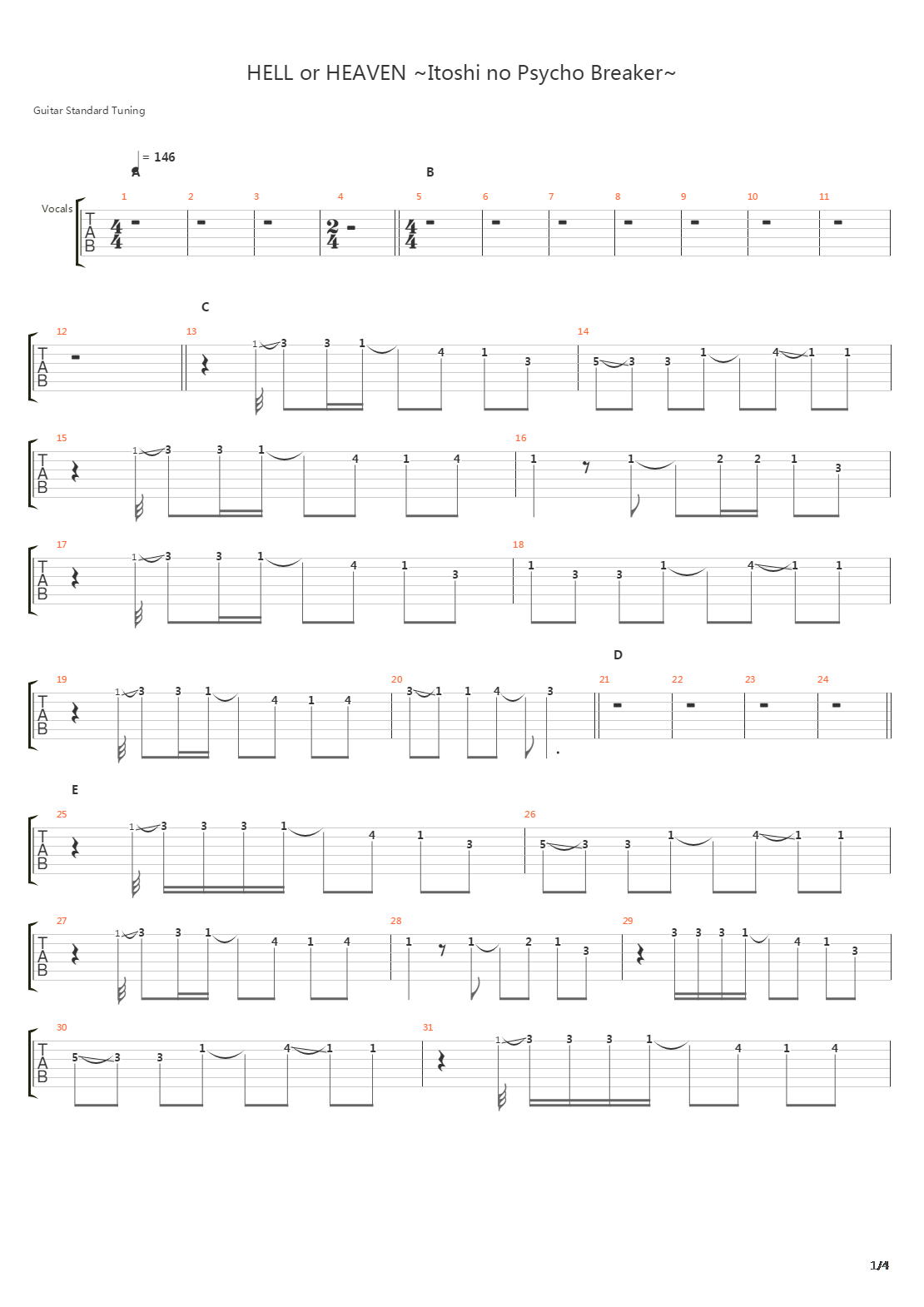 Hell Or Heaven～愛しのpsycho breaker～吉他谱