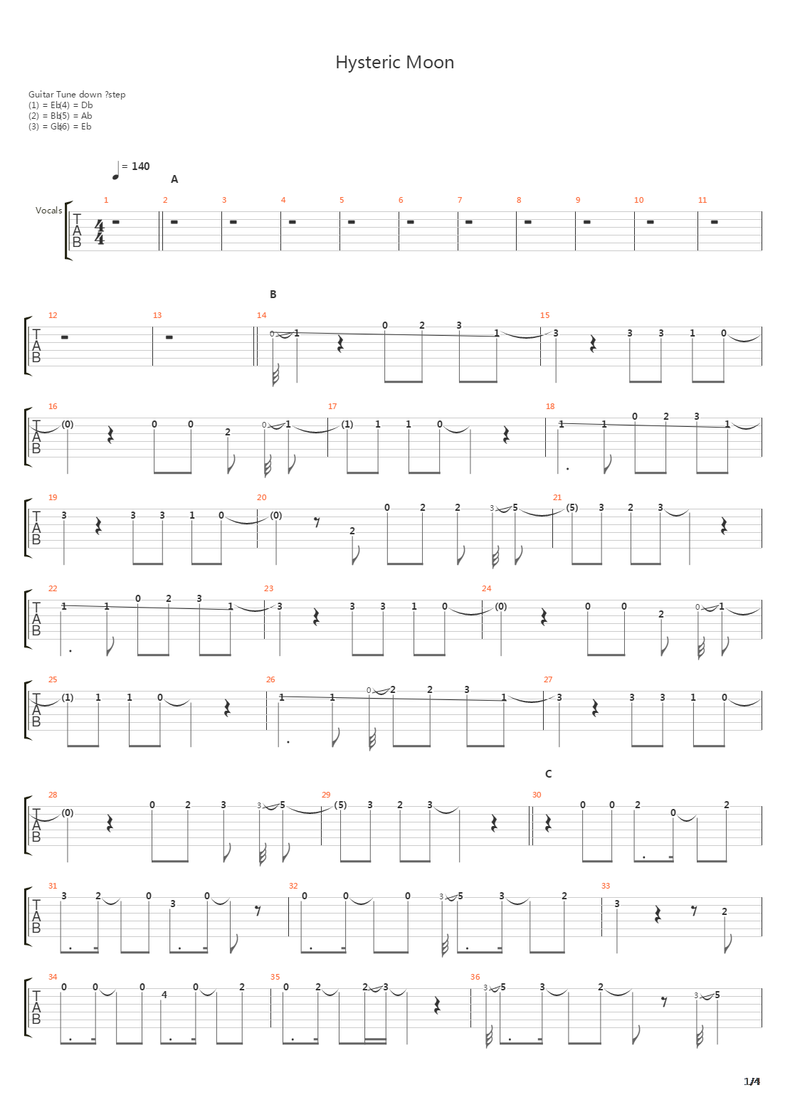 Hysteric Moon吉他谱