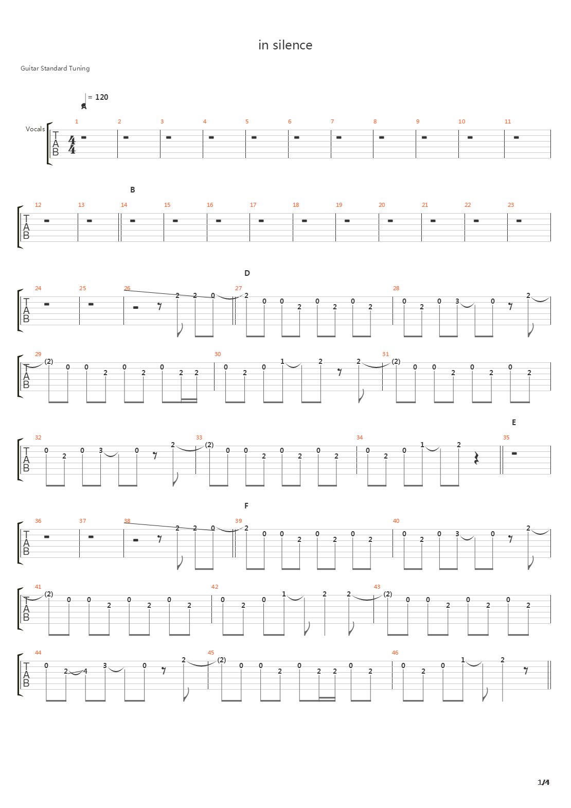 In Silence吉他谱