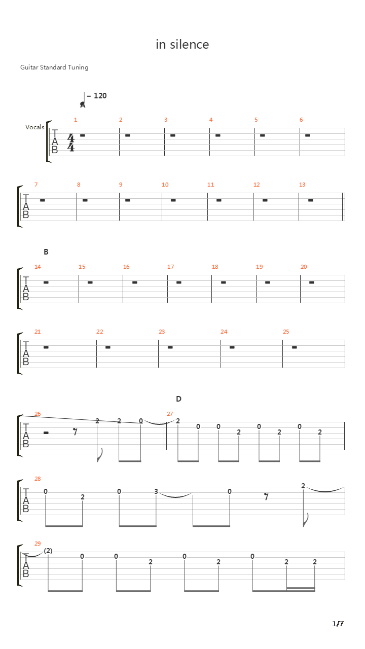 In Silence吉他谱