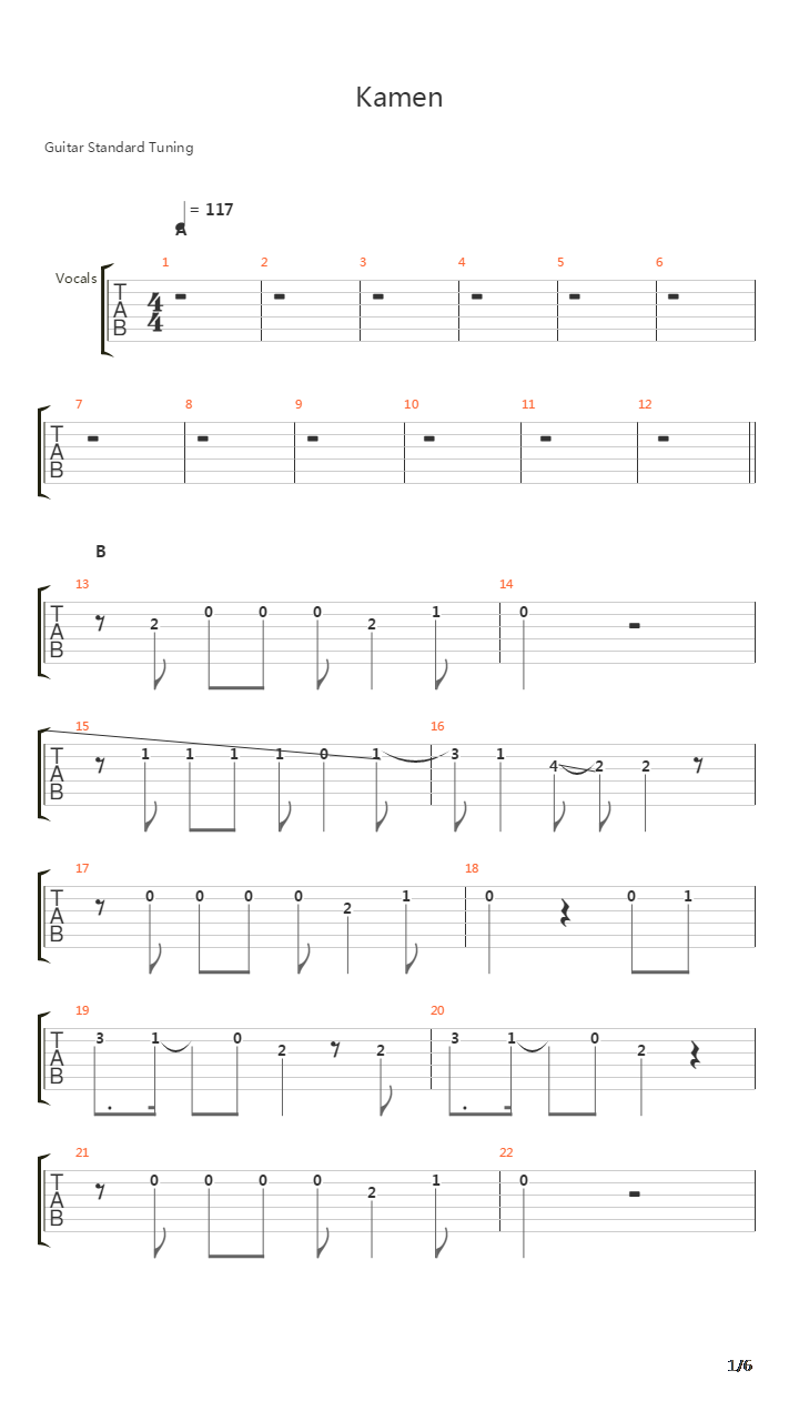 Kamen吉他谱