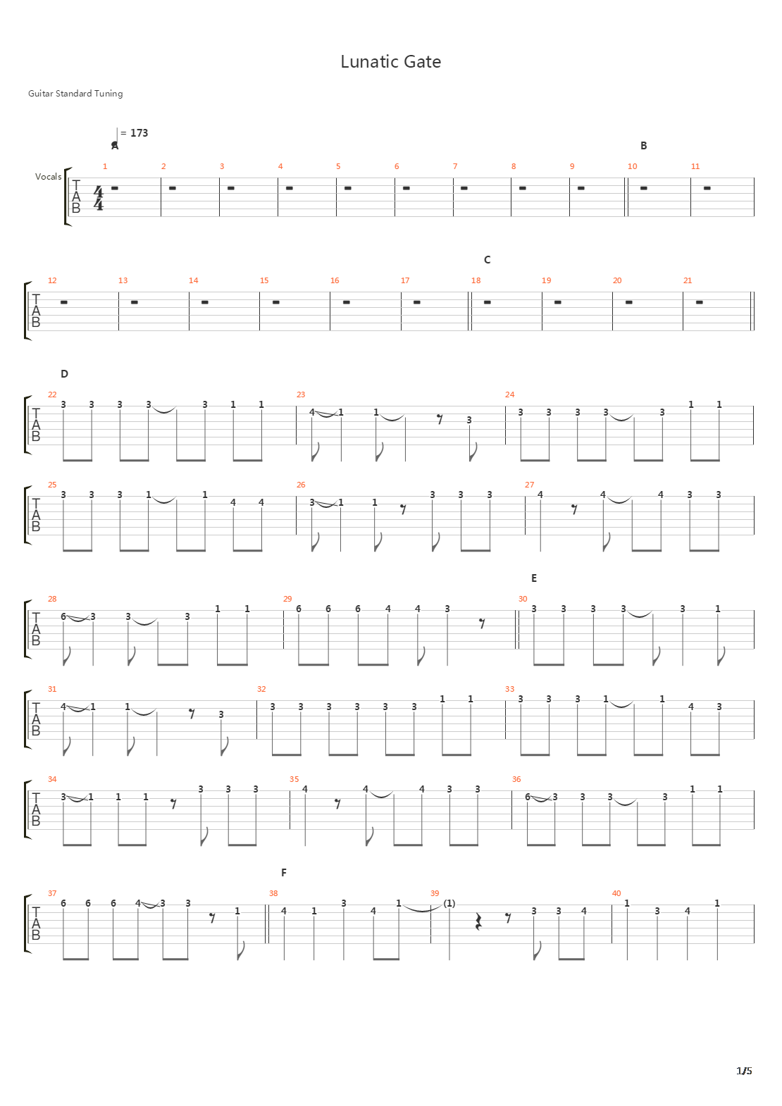 Lunatic Gate吉他谱
