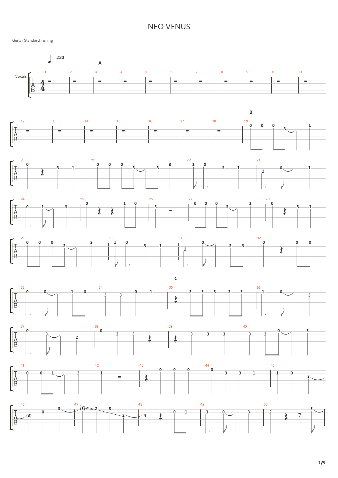 Neo Venus吉他谱