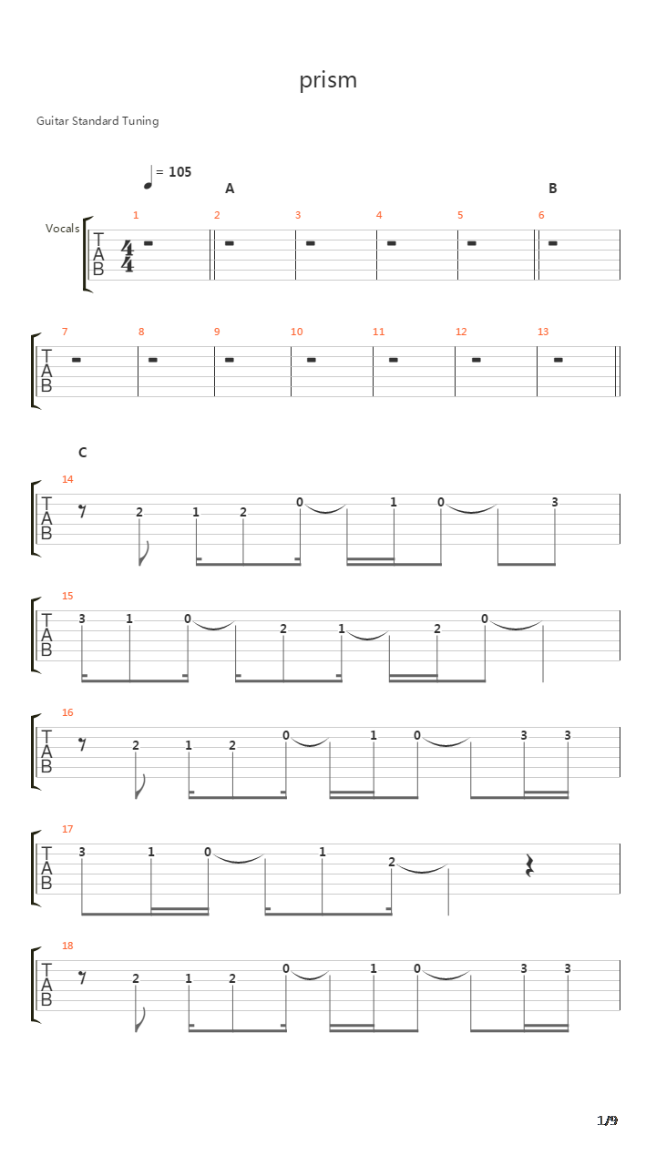 Prism吉他谱