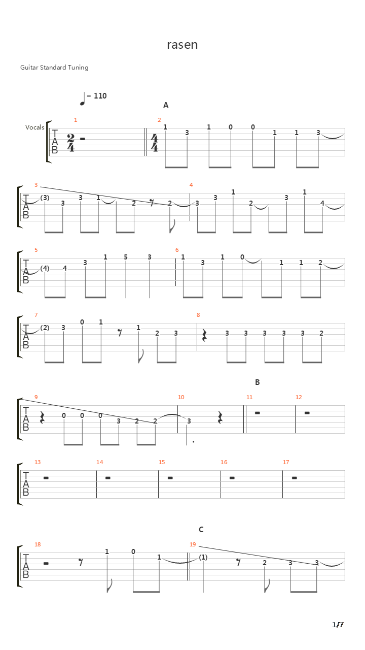 Rasen吉他谱