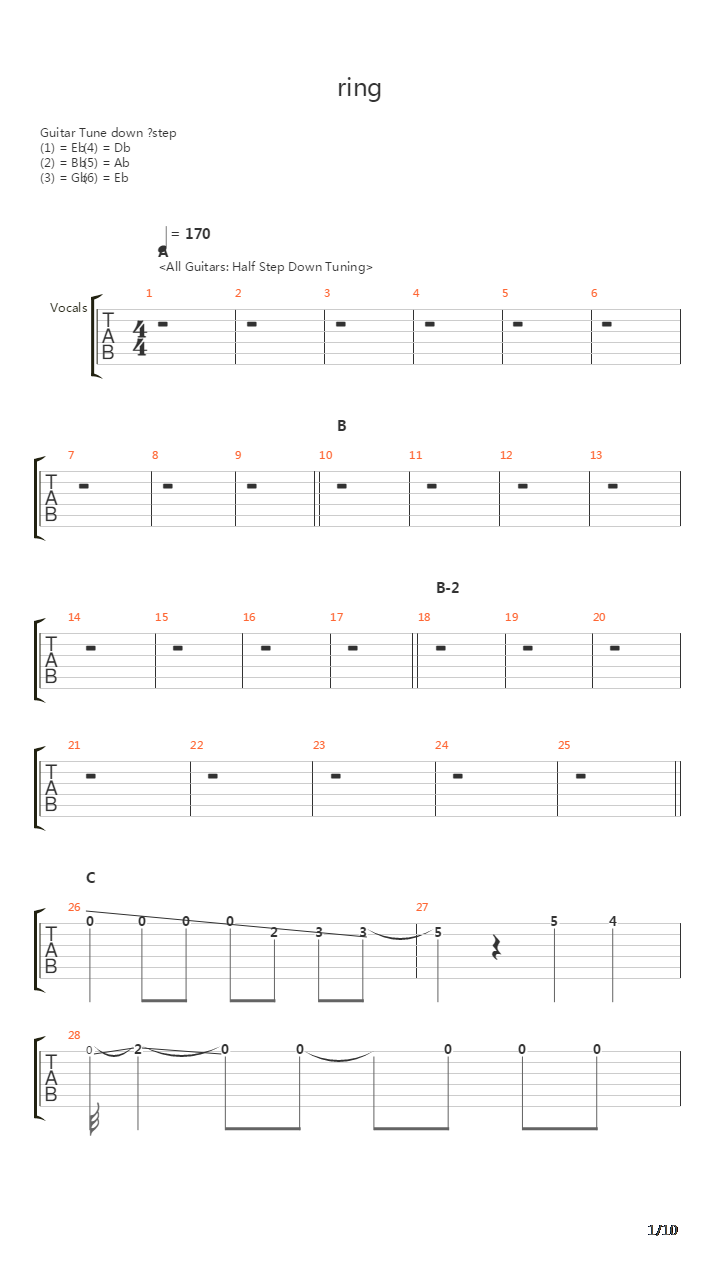 Ring吉他谱